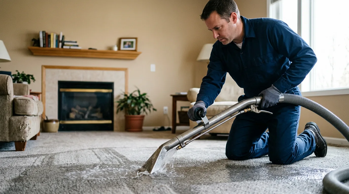 Water damage restoration technician working near Washington, MO